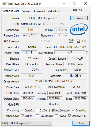 Uhd 610 clearance